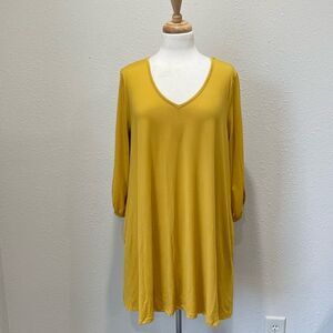 Plus Size V Neck Mustard Dress Size 1X